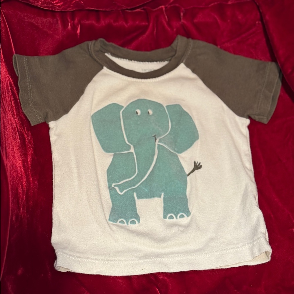 Carter's Toddler Baby Boy Elephant Kids 100% Cotton T Shirt White, Brown & Blue